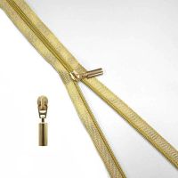 Endlos Reißverschluss Gold mit Zipper
