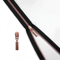 Endlos Reißverschluss Schwarz / Rose-Gold mit Zipper